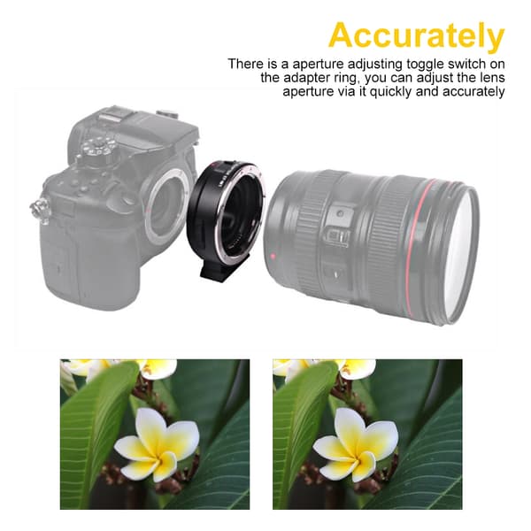 Elektronisk autofokuslinseadapter til Canon EOS EF EF-S-objektiv til M4/3-monteringskamera