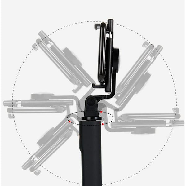 2 i 1 Bärbar 360° Rotation Bluetooth Selfie Stick Skrivbordsstativ med Spegel