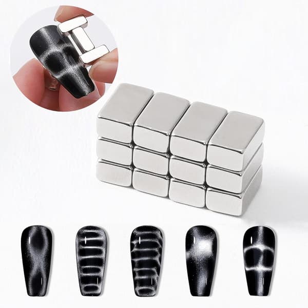 12 STK Stribet Katteøje Neglemagnet Sæt, Stærke Magnetiske Terninger til at Skabe 3D Stribede & Katteøje Effekter med Gel Polish, Multifunktion