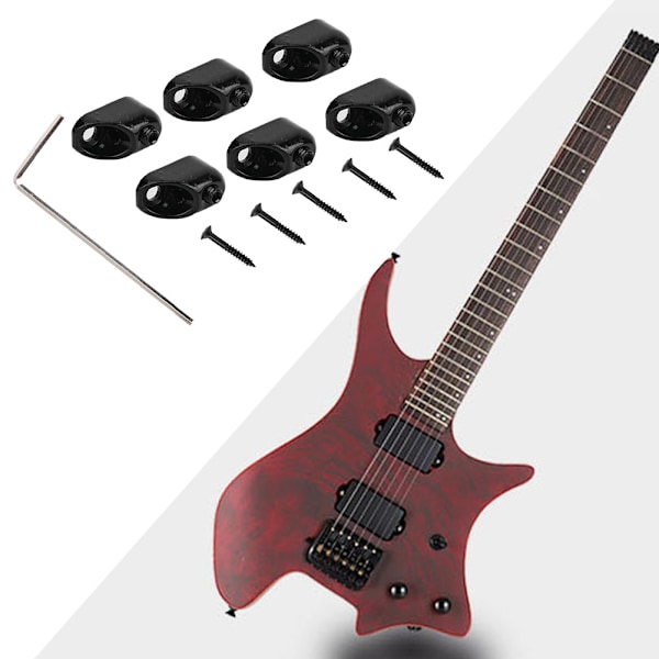 Högkvalitativa gitarrdelar 6-strängad huvudlös elektrisk basgitarr stränglåsningssats