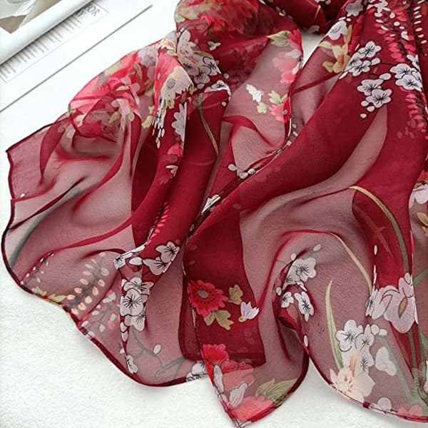 Skjerf for kvinner, lette, fasjonable skjerf med blomstermønster, sjal, wraps, A04