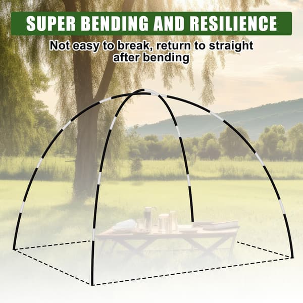 2 STK. Formonteret Glasfiber Teltstang Erstatning, til Vandring, Udendørs, Backpacking, Sort 12FT