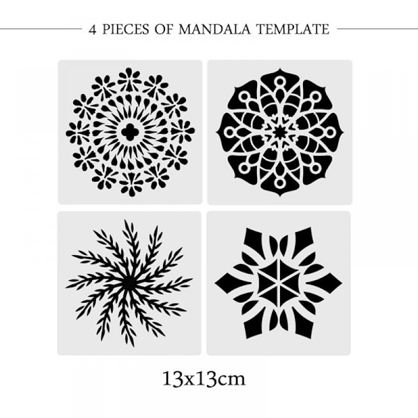 33-delad Mandala Dotting Tools Set för att måla stenar, måla stenar Dot Kit, Mandala Stenciler, Akrylpinne, Point Drill Tool, Plus Stencil (stil 2)