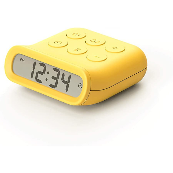 Mini batteridriven väckarklocka, enkel att använda, liten batteridriven klocka, snooze, bakgrundsbelysning, timing, perfekt för resor, studier, skrivbord, hylla, sängbord