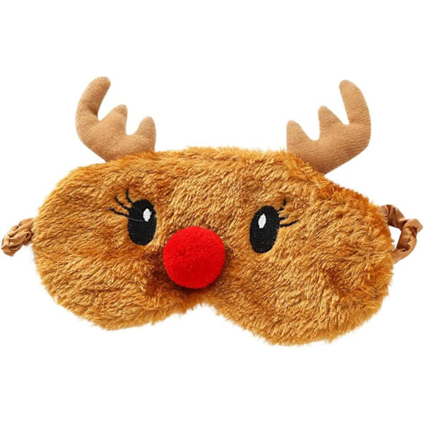 Söt Rensa Sovmask, Mjuk Plysch Ögonbindel Rolig Nyhet Jul Rudolph Sovmask Ögonlock för Barn Flicka