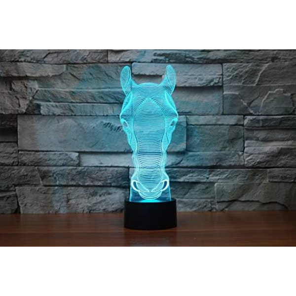 WJ 3D Hest Fjernbetjening 16 Farve Natlys Illusion Akryl LED Bordlampe Sengelampe Børns Soveværelse Skrivebordsdekoration Fødselsdagsgaver Legetøj til Børn