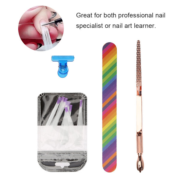 Nagelförlängningskit, nagelpoleringsfil, nagelförlängningsfiber, nagelkonstverktyg, blå