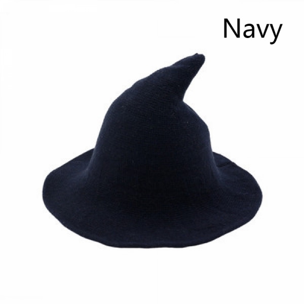 Explosive halloween wizard hat with pointed top and funny autumn and winter big brim knitted wool hat