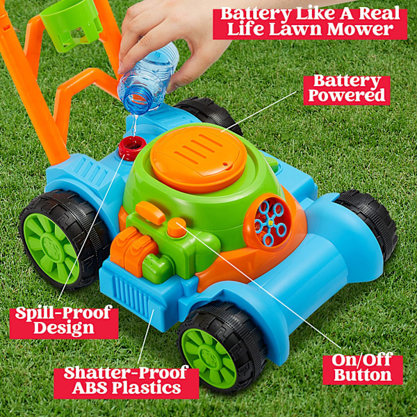 Bubble Lawn Mower -lelu taaperoille - Lasten saippuakuplakone kesän ulkoleikkeihin, takapihan puutarhaleikkeihin taaperoille ja esikoululaisille blue