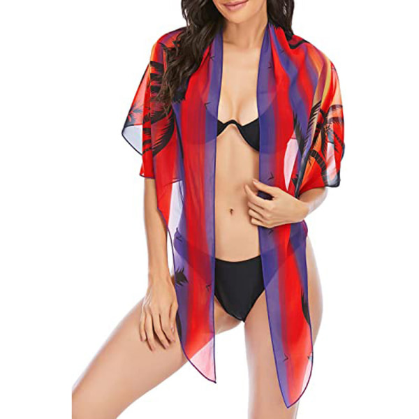 Cover för kvinnor sommar strandomlottkjol Badkläder Bikinitäckningar (röd kokosnöt)