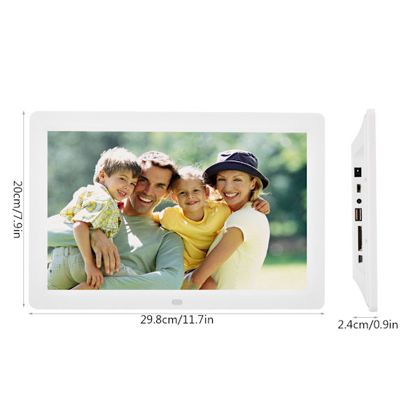 12-tums 1280*800HD digital fotoram väckarklocka filmspelare album fjärrkontroll vit