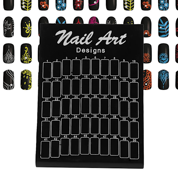 50 stk. Neglekunst Falske Spidser Diagram Display Board Palet Negletips Polsk Gel Farvekort (Sort)