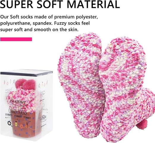 3 Par DIY Gave-Strømper til Kvinder Pige Fuzzy Fluffy Strømper Vinter Slipper Strømper Med Gaveæsker Cupcake,01