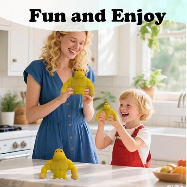 Sandfyllda Fidget Leksaker, 3-pack Stretchig Gummi Gorilla Apa för Stresslindring, Högelastiska Sensoriska Klämleksaker för Barn och 3-Pack 5.15*4.33*4.33