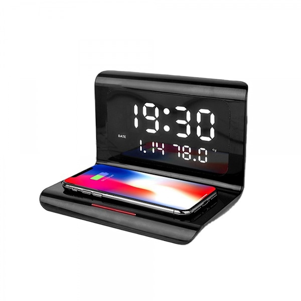 Cht-3 i 1 trådlös laddningsklocka kalender multifunktion typ-c digitalt larmverktyg