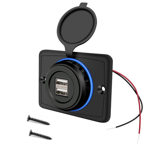 3.1A dobbelport med LED Iris USB-billader for bil - Én pakke