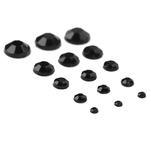 Platt bakglas nagel strass konst dekoration flatback ansikte glitter svart