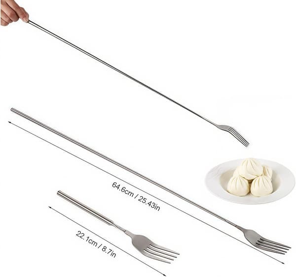 Infällbar Gaffel 22-65cm, Utdragbar Rostfri Långskaftad Gaffel för Grillning, Camping & Utomhusmatlagning - Hållbar Middag