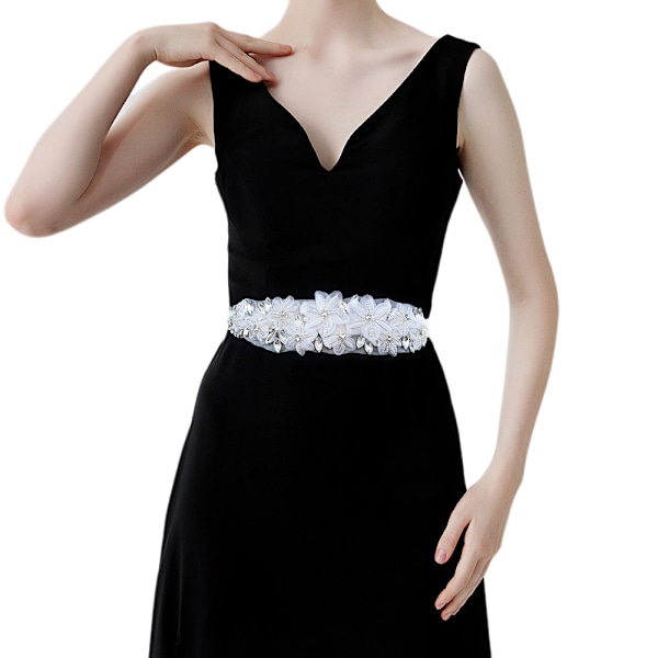 Bröllopsbälte Inlagt Rhinestone Midjekedja Mesh Blommor Brudtärna Bälte Bröllopsklänningstillbehör