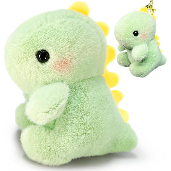 Fett Dinosaur Myke Dyr, Dino Kawaii Plussj Leke for Jenter og Gutter, Myk Dinosaur Plussj Leke Nøkkelring, Liten Dinosaur Plussj Light Green