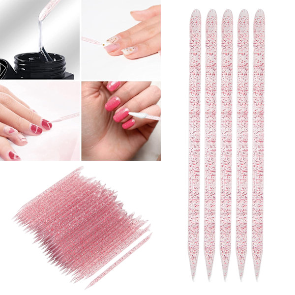 100 stk Engangs Negle Cuticle Pusher Dobbel End Cuticle Manikyr Pedikyr Pinner Rose Red