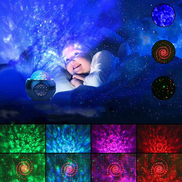 Galaxy Stjerneprojektor Lys Starlight Sky Natlys Loftsprojektor Lys Til Soveværelse Værelse Hjem, Farverigt Vandmønster Stjernehimmel Projektor