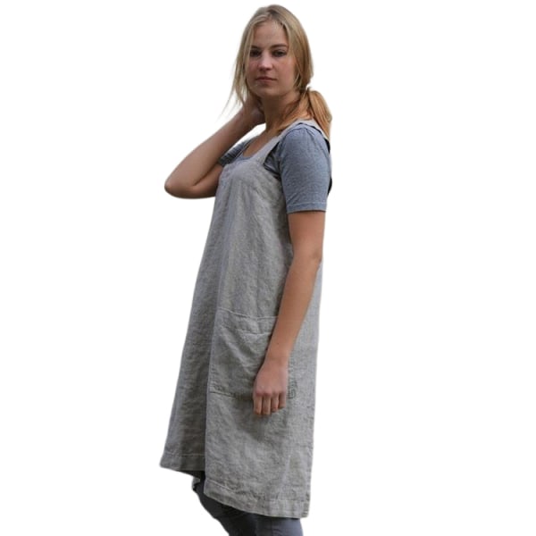 Förkläde bomull för kvinnor Köksförkläde Bakning Matlagning Trädgårdsarbete Arbetsklänning Kök Specialförkläde - Grå (XL)