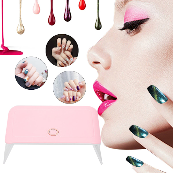 24W Bärbar Fällbar USB LED UV Nagellampa Gel Nagellack Torktumlare Nagelkonst MaskinRosa