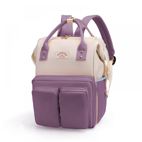 Skötväska Ryggsäck Multifunktionell Mamma- och baby med stor kapacitet, vattentät och hållbar multifunktionell stor ryggsäck (lila)