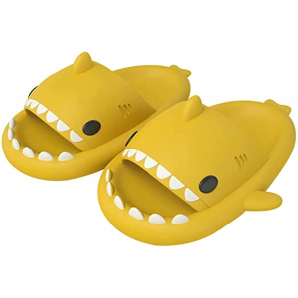 AVEKI Unisex Haj Slides Skridsikre Nyhed Åben Tå Sandaler Fashionable Søde Strand Tøfler Indendørs & Udendørs, Haj Gul, Størrelse: 36/37