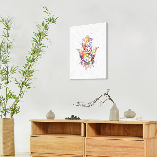 Wekity Buddha, Lotus og Mudra veggkunst lerretstrykk plakat, enkel mote akvarellkunst tegning dekor for hjem stue soverom kontor (sett med