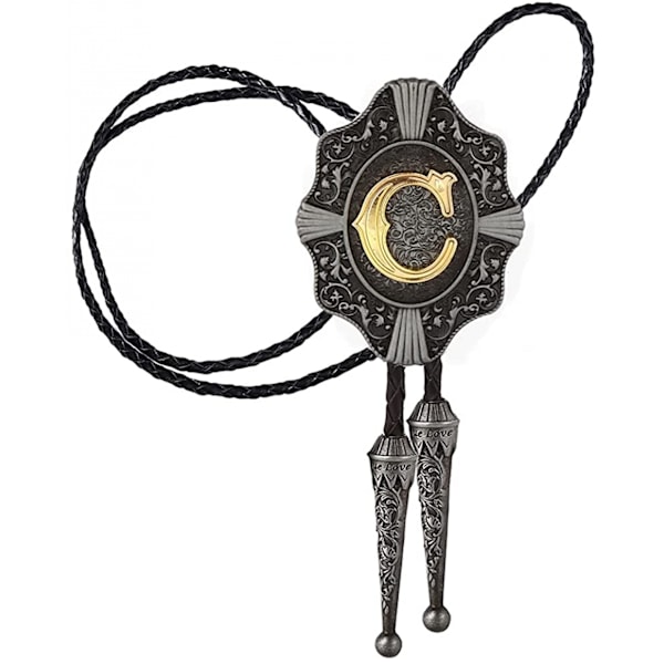 Miesten Bolo-solmio - Vintage-alkukirjain ABCDMJR - Z Western Cowboy -asu Hää Bolo-solmiot
