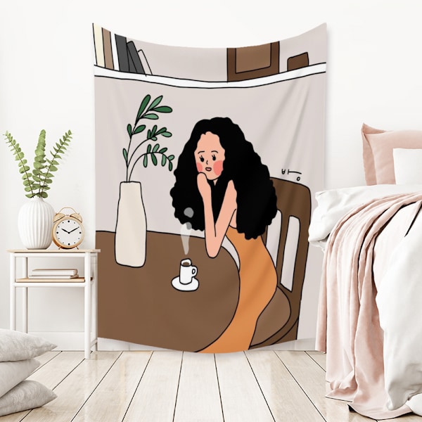 Wekity Girl Couple Pieni Raikas Seinävaate Esteettinen Taide Koti Tausta Kangas Koriste Lahja (LY018, 71 X 91 tuumaa)