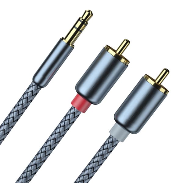 3,5 mm jackstik til 2 han-interface adapterkabel til RCA-lydcomputertelefonkonverterkabel 2 meter