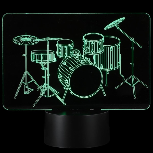 WJ LED-skrivebordslampe LED-skrivebordslampe LED-skrivebordslampe 1 sett med trommesett nattlys for 3D-illusjon berøringsnattlampe soverom romdekorasjon LED-nattlys