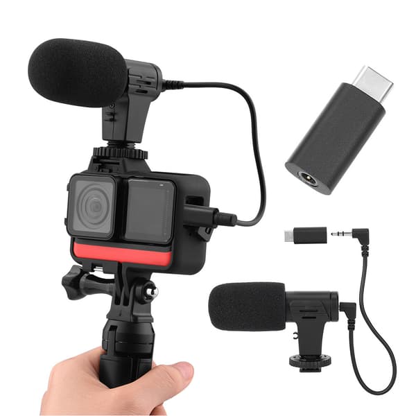 Metal Sort Mini Letvægts Højtydende Stabil Forbindelse 3.5mmTRS Lydadapter Mikrofontilbehør til Insta360 ONE R