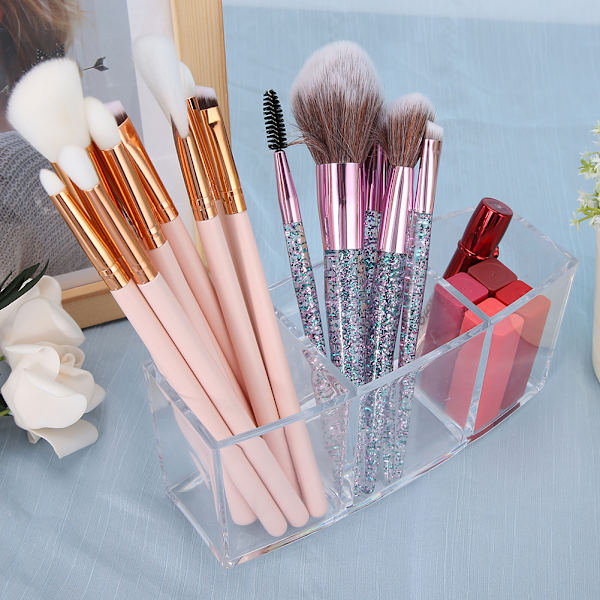 Skrivebords Akryl Rektangel Form Makeup Penselholder Organizer Opbevaringsboks