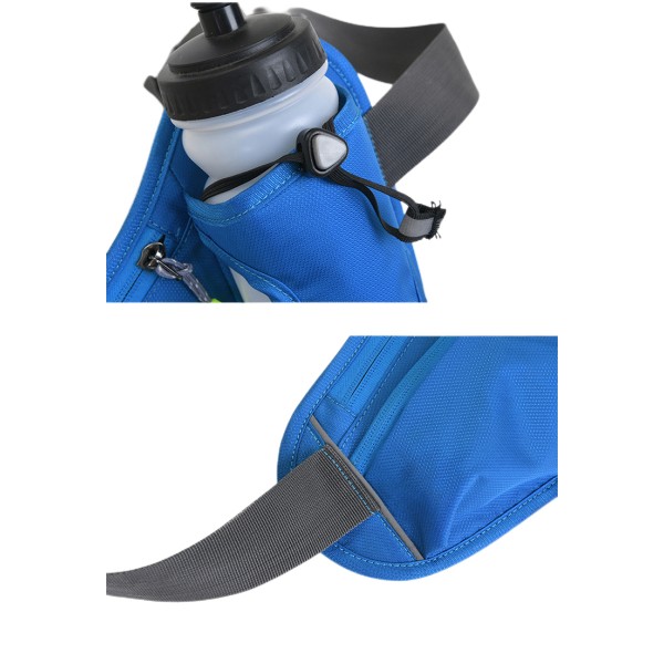 Elastisk reflekterande vattentät bältesväska för vandring, gym, cykling 3 fickor för nycklar, vattenflaska eller paraply mörkblå