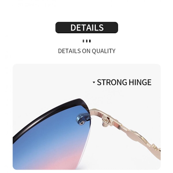 Retro firkantede rimless solbriller for kvinner UV400