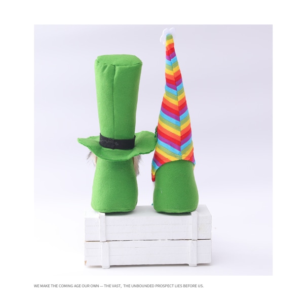 St. Patrick's Day Gnome Dekorasjon  Grønt Blad Festival Langbeint Rutete Stoffdukke Irsk Festival Skog Eldre Muppet Dekorasjon Artikler A
