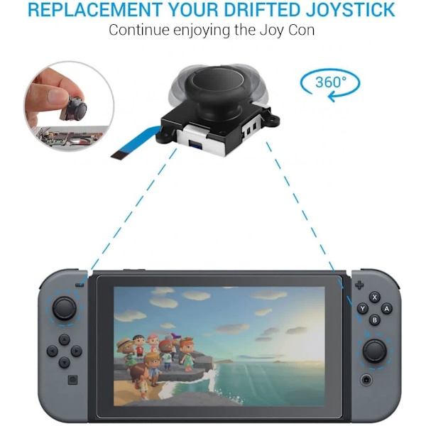 Joycon Joystick Udskiftning 2 Pak, Udskiftnings Joystick Analog Thumb Stick til Switch Joy-Con Controller & Switch Lite, Venstre/Højre