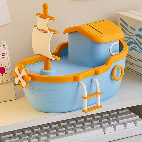 Spargris Pirate Skepp Pengabox Okrossbar Plast Mynt Spargris Pengaboxar Barn Pirate Skepp Leksaker Segelfartyg Statymodell för Födelsedag