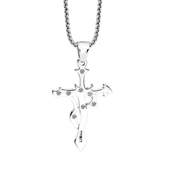 Wekity Herrar Rostfritt Stål CZ Horoskop Zodiak 12 Konstellation Kors Hänge Halsband Födelsedagspresent