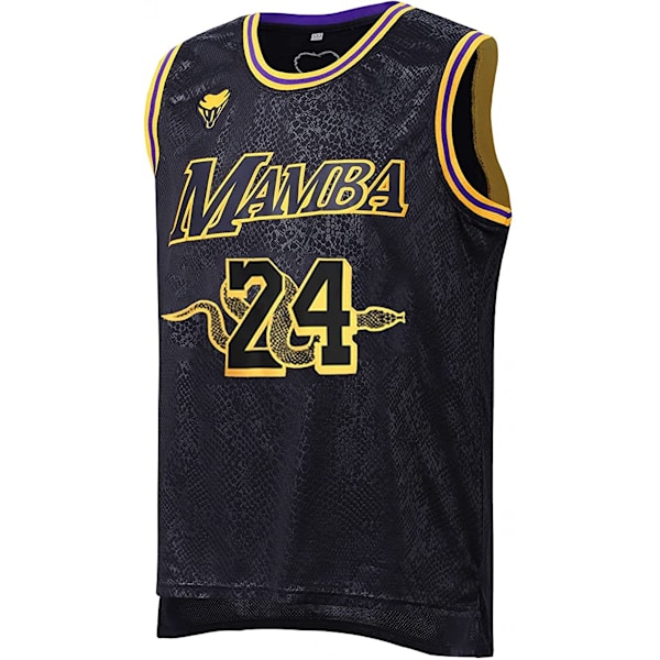 Herre Basketball Trøje, Sort 24 Mamba Trøje Skjorter, Fashion Basketball Trøje, Gave til Basketball Fans, Sort, XXL