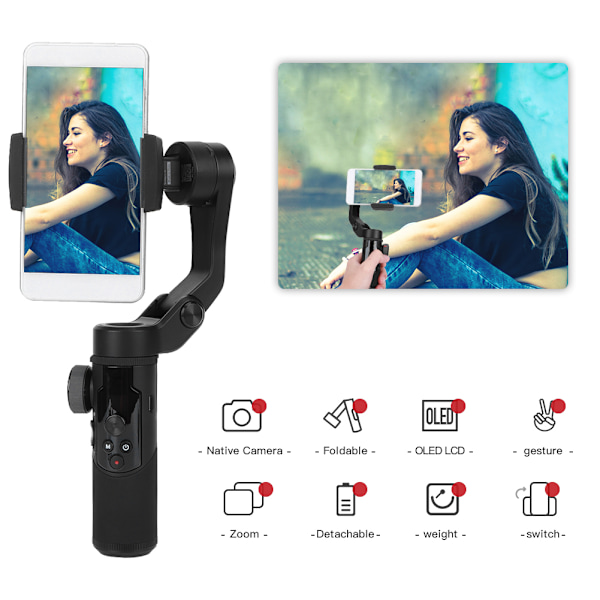 AOCHUAN SMART XR Telefon 3Axis Stabilisator Antishake Fällbar Smart Handhållen Kulled