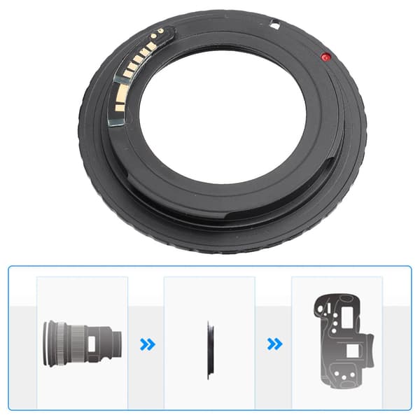 M42-EOS/EF objektivadapterring til M42 skrueobjektiv, der passer til Canon EOS/EF-monteringskamera