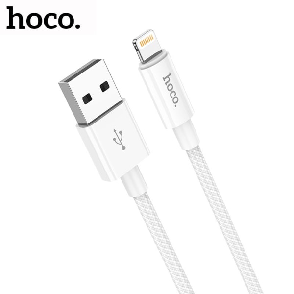 hoco. X68 äkta färg 2.4A laddningsdatakabel för iPhone Lightning nylonflätad kabel
