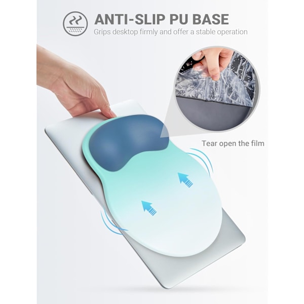 Ergonomisk Musematte med Håndleddstøtte, Komfortabel Musematte Håndleddstøtte, Lindrer Håndleddssmerter Gel Musematte, Sklisikker Gummisokkel Musematte
