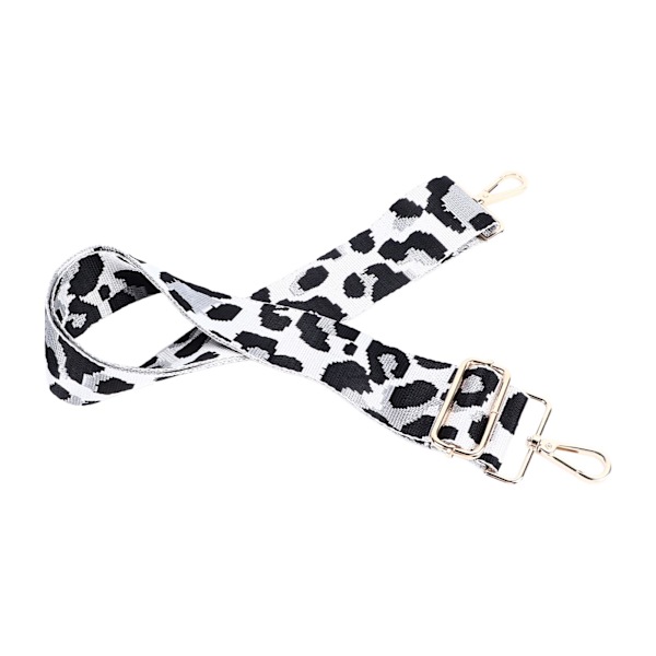 Justerbar nylonrem i leopardmönster för axelväska, enkel axelväska, accessoarer, silvergrå