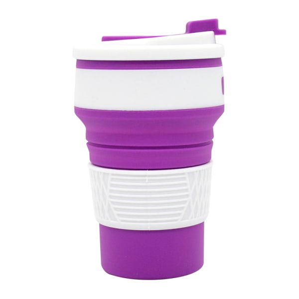 Coffee Cup - Pocket Size Collapsible Silicone Travel Cup , 12oz / 350ml （Purple）